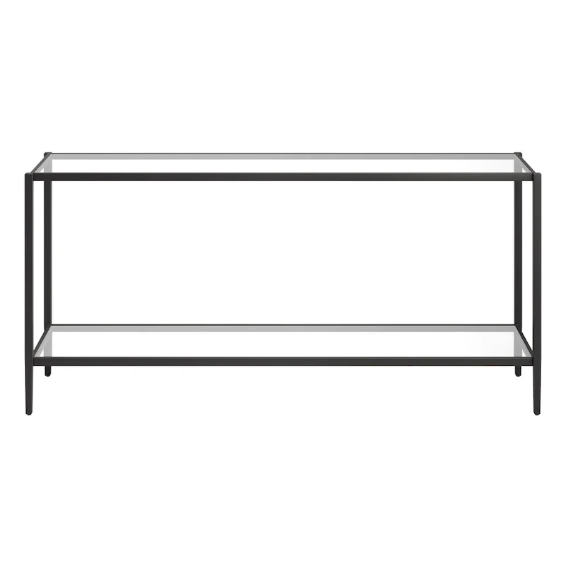 Hera 64 Wide Rectangular Console Table with Glass Shelf - 64 Wide