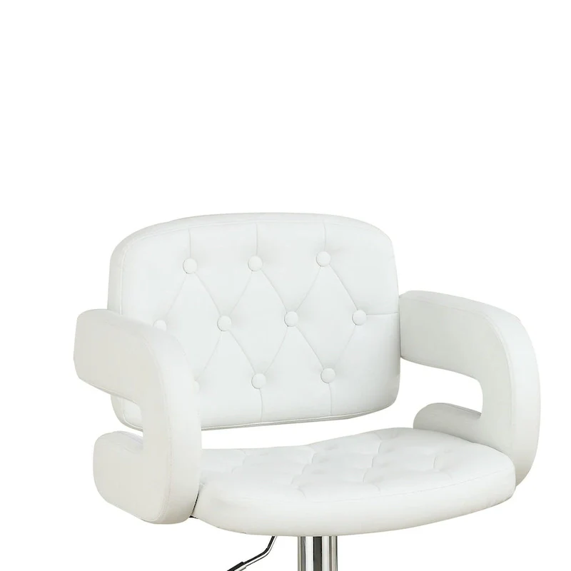 Adjustable Faux Leather Bar Stool with Armrests