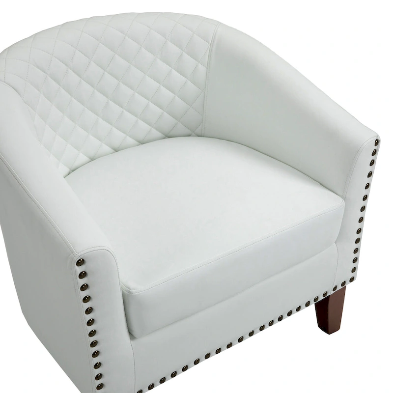 Ethan Accent Chair Barrel PU Leather with Nailhead Trim