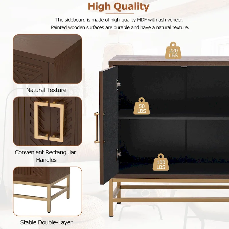 Sideboard Buffet Cabinet with Adjustable Shelves