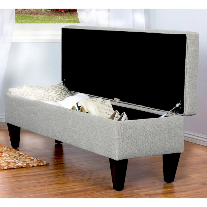 Upholstered Button-tufted Wood Long Storage Bench