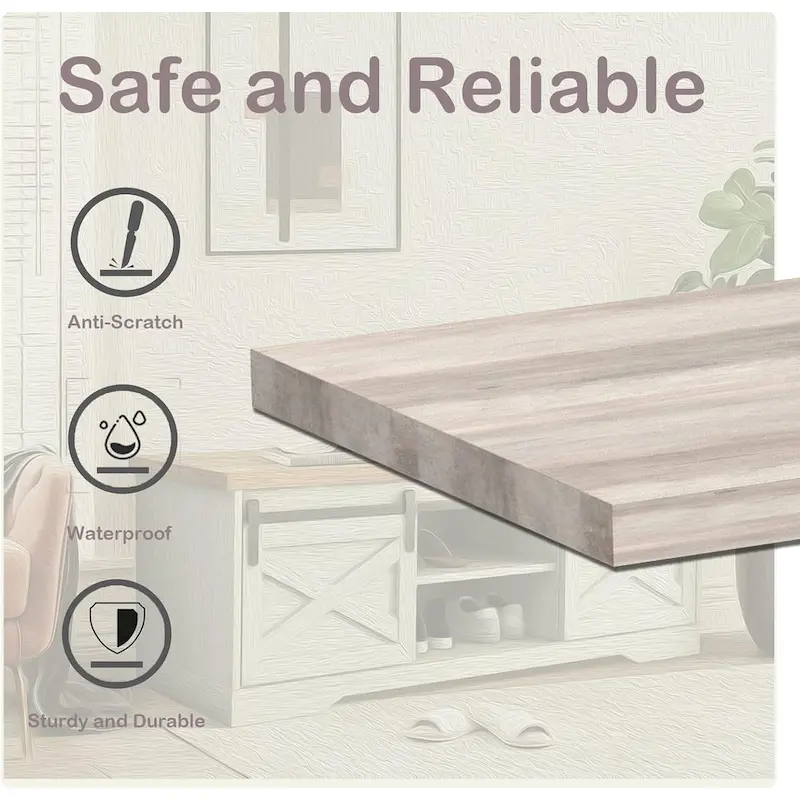 47 Farmhouse Entryway Shoe Bench with Thickened Cushion