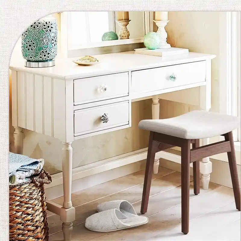 Saddle Cushion VanityStool - 17.83D x 12.4W x 16.53H