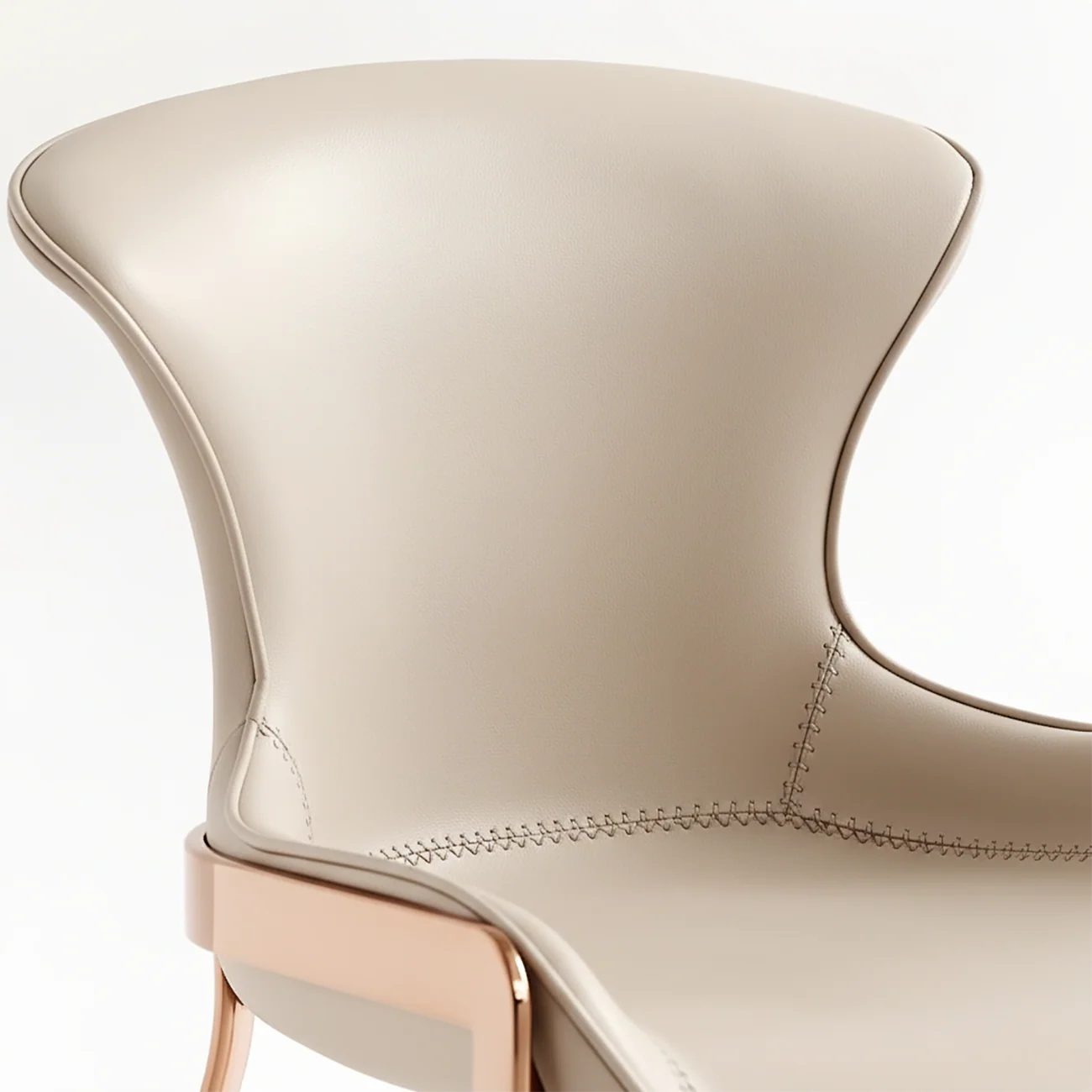 Glam Wingback Saddle Leather Dining Chairs Metal Legs