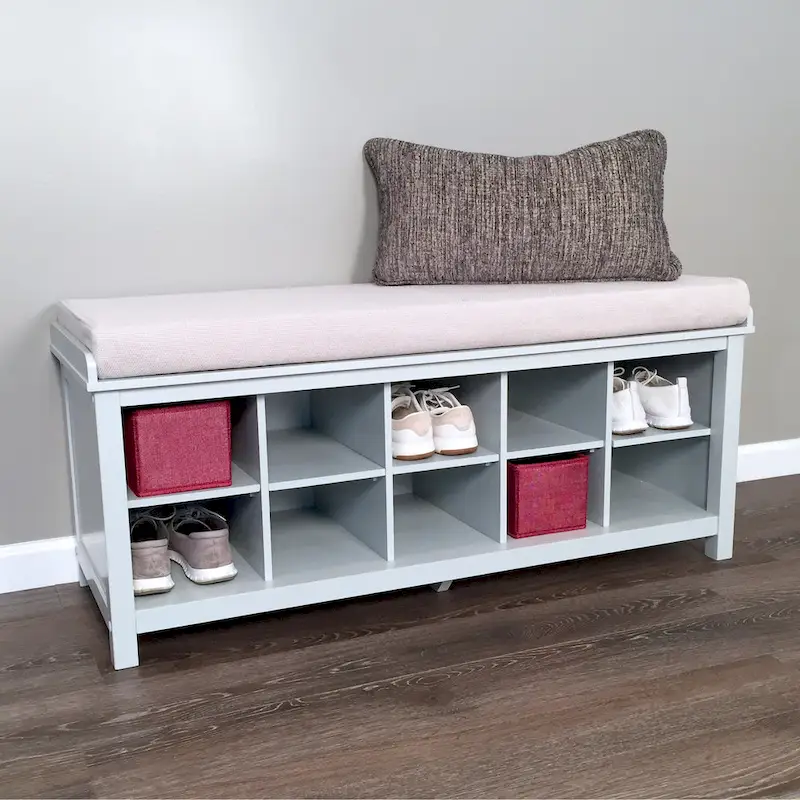John Louis Home Solid Wood Shoe Storage Bench Grey