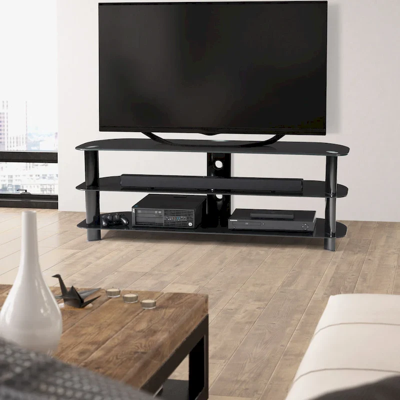 Black, Corner Style, TV Stand for up to 65