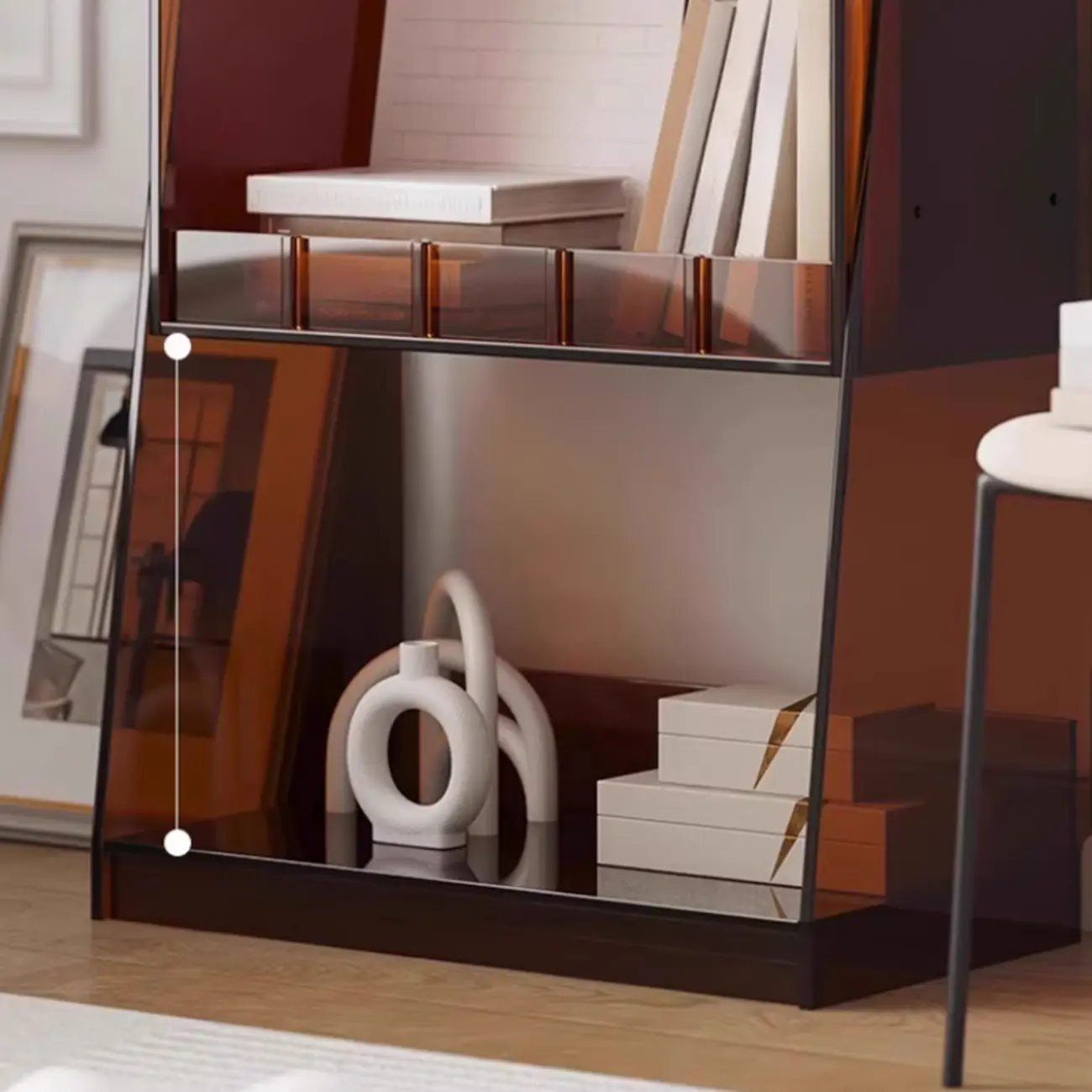 Narrow 4-Tier Black Acrylic Ladder Bookcase