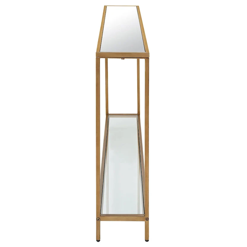 Copper Grove Metal and Tempered Glass Narrow Console Table