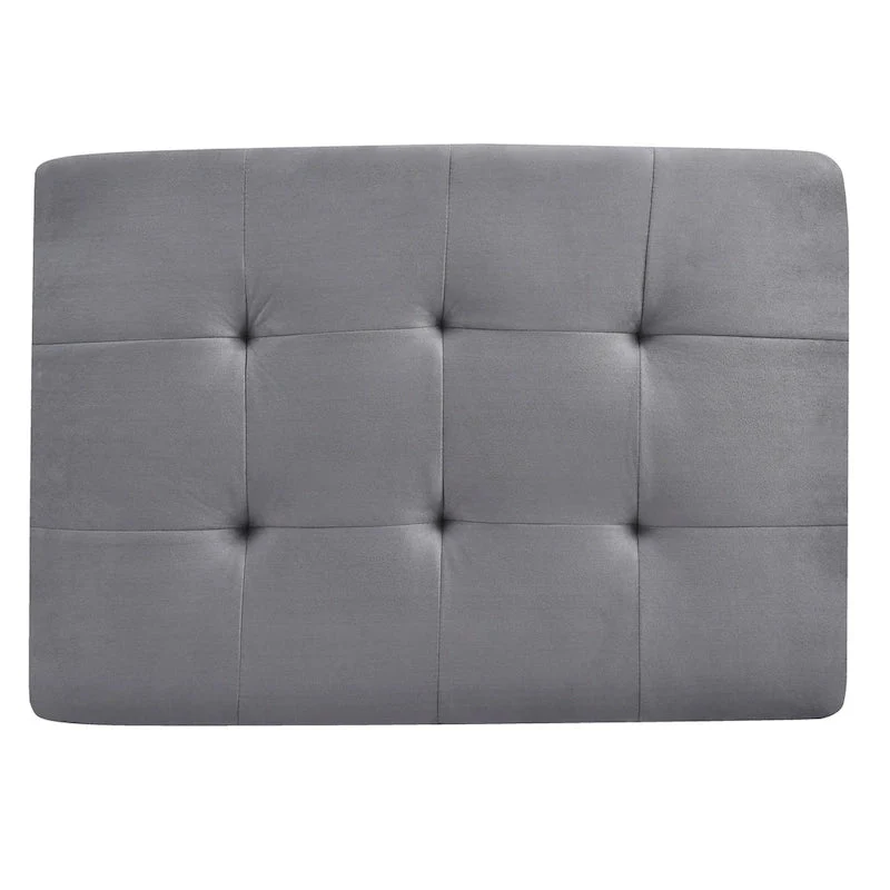 Rectangular Button-Tufted Microsuede Ottoman