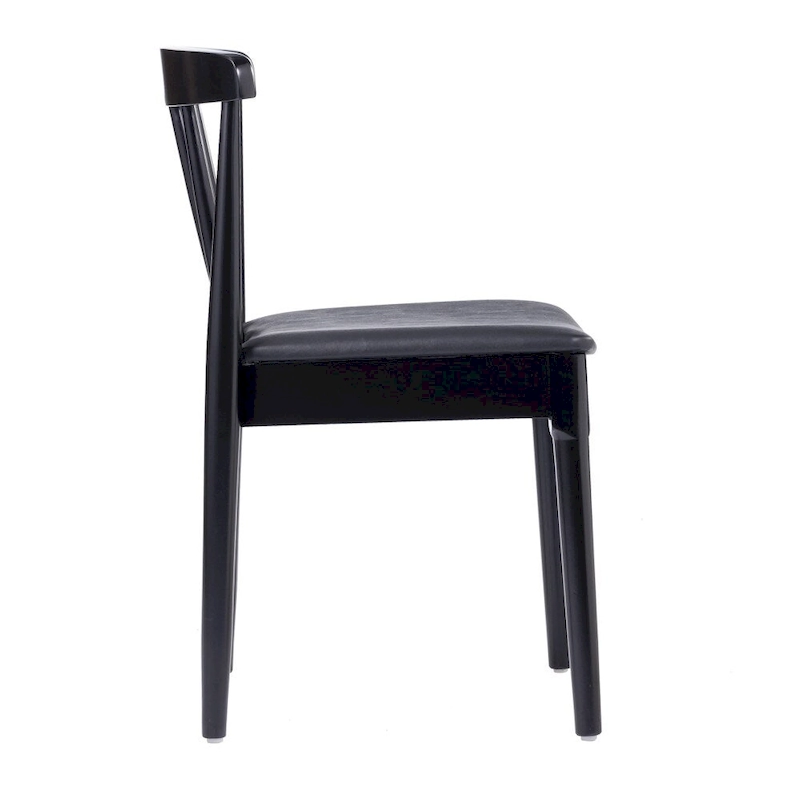 Commercial Solid Wood Dining Chair with Vinyl Padded Seat