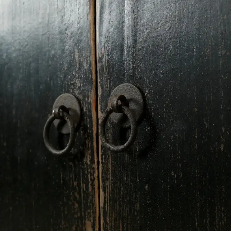 Two Drawers Cabient Distressed Black 39x18x35H