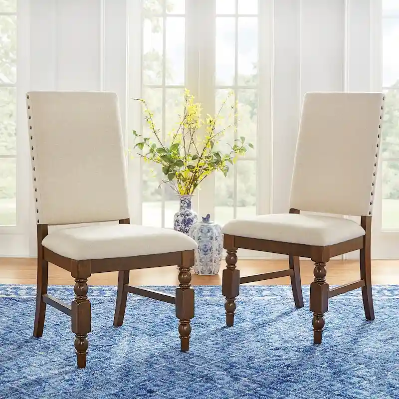 Lubeck Nailhead Upholstered Dining Chairs (Set of 2)