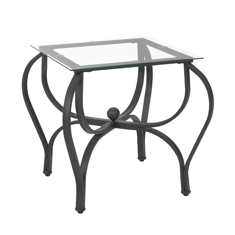 3-Piece Tempered Glass Coffee Table Set - Rectangle Coffee Table with 2 Square End Side Tables
