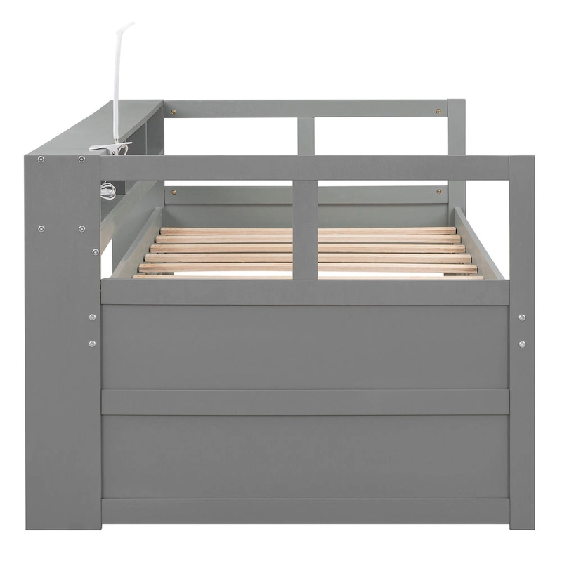 Twin XL Wood Daybed with 2 Trundles and USB Charging Design