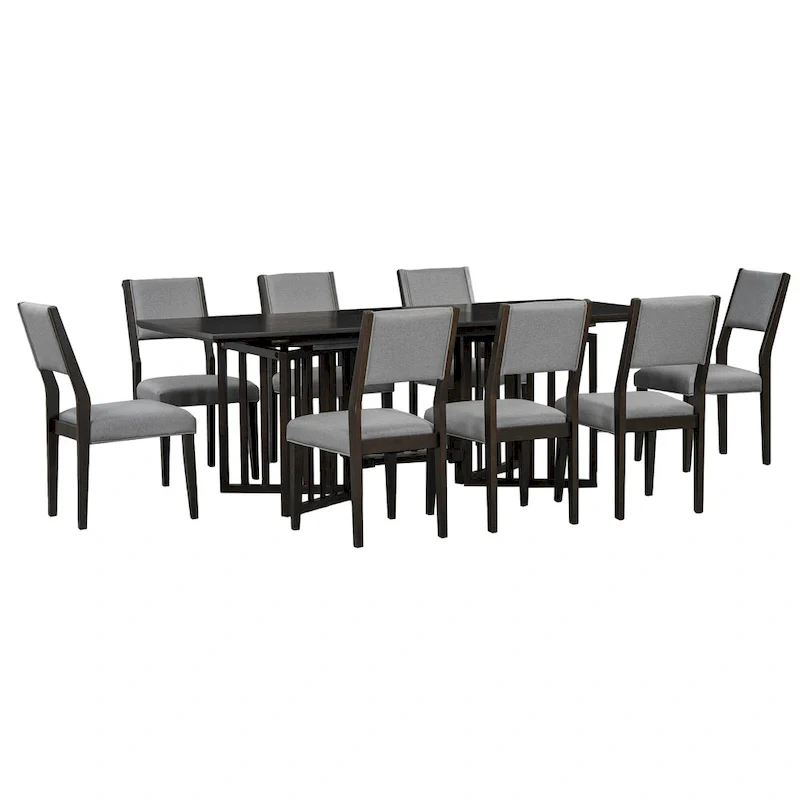 Farmhouse 9-Piece Dining Table with 212 Removable Leaves & 8 Dining Chairs