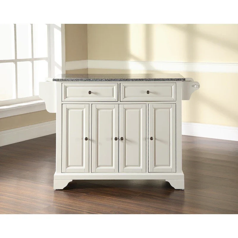Granite Top Kitchen Island in White Finish – 18