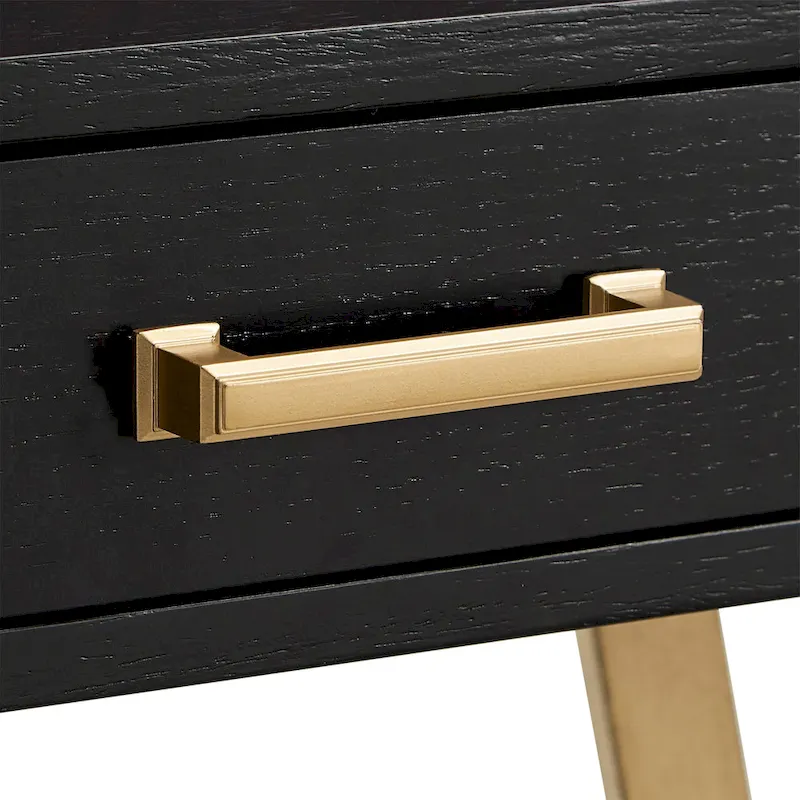 Black Finish Writing Desk with Gold Metal Base