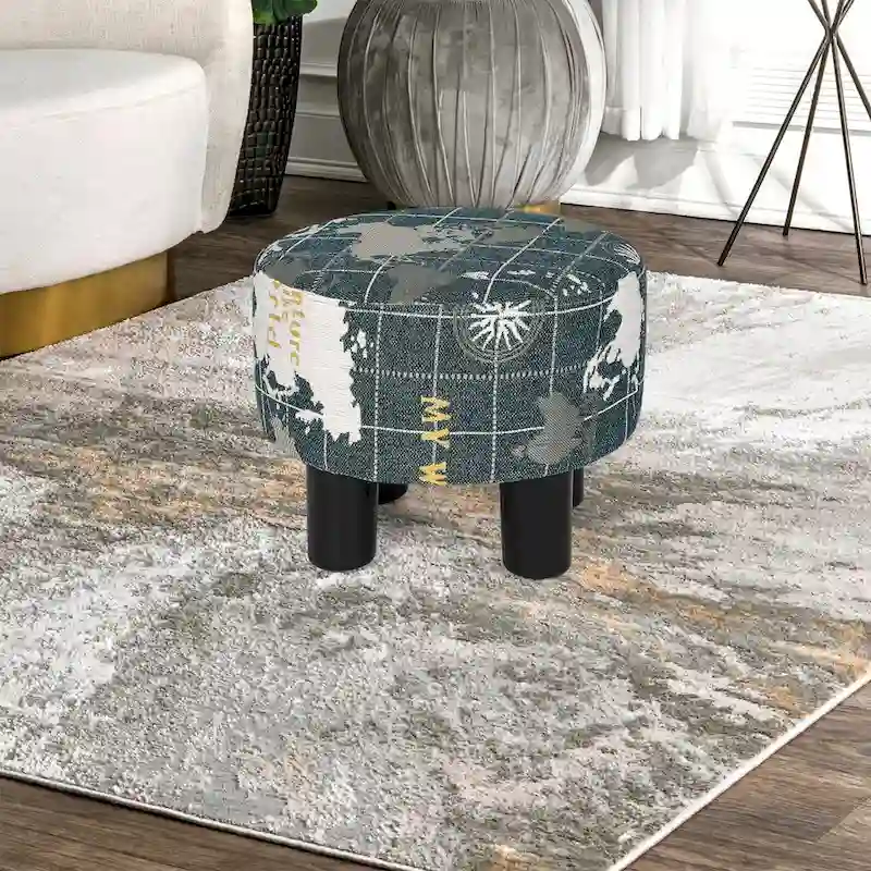 Round Fabric Ottoman Footrest
