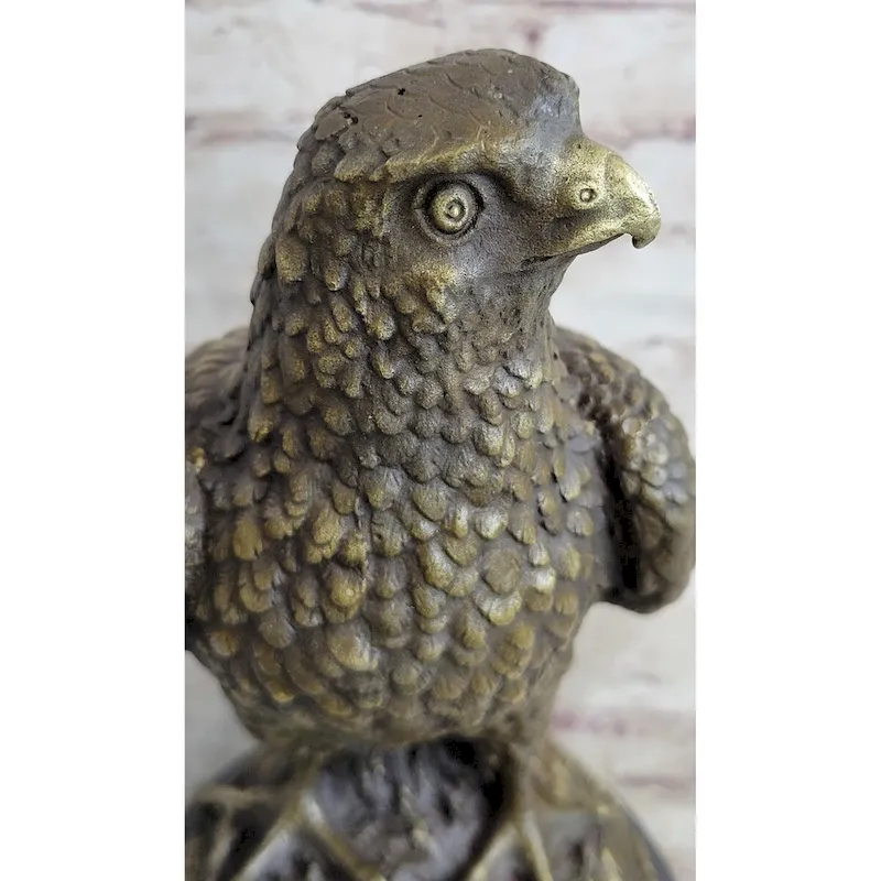 Guardian Eagle Hawk Bird Bronze Statue Sculpture Figure 12 Inches X 9 Inches