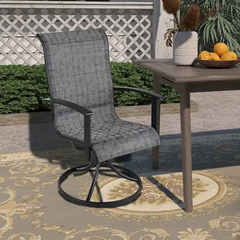 Teslin Iron Frame Swivel Dining Chair (Set of 2)