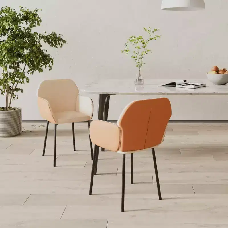 vidaXL Dining Chair Set of 2 Cream and Brown