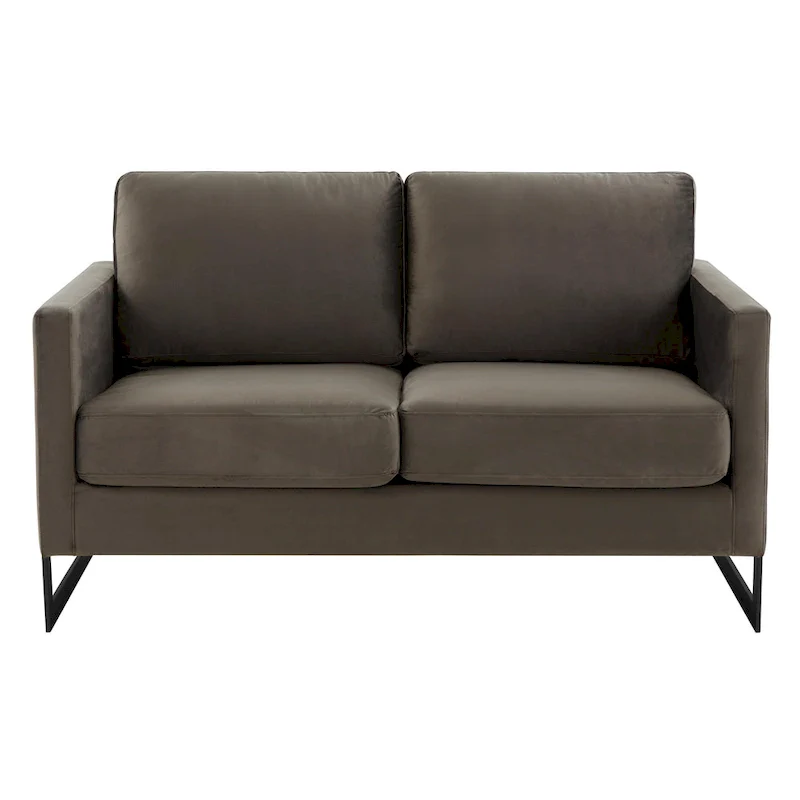 Upholstered Loveseat Sofa in Velvet Fabric with Removable Cushions and Stainless Steel Frame