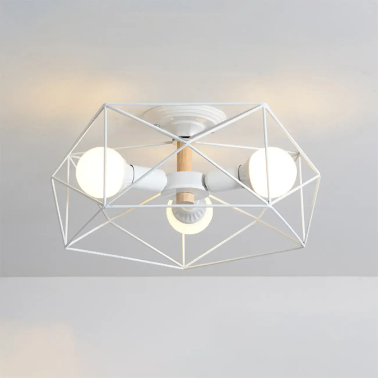 Sleek Gold Semi-Flush Ceiling Light with Iron Drum Shade