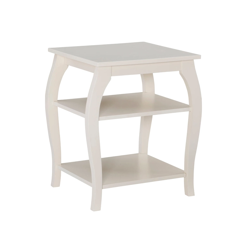 Ingrid Wood Farmhouse Side Table with 2 Shelves