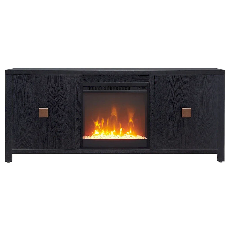 TV Stand with Electric Fireplace - Gray/Black/Brown, 58