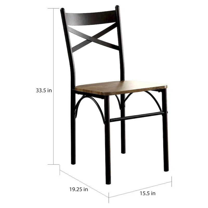 Industrial Metal Dining Table with 4 Chairs - Grey/Brown/Natural