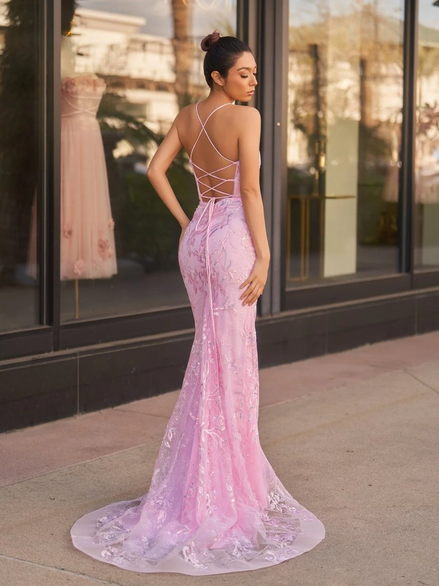 Mermaid Scoop Lace Long Prom Dress