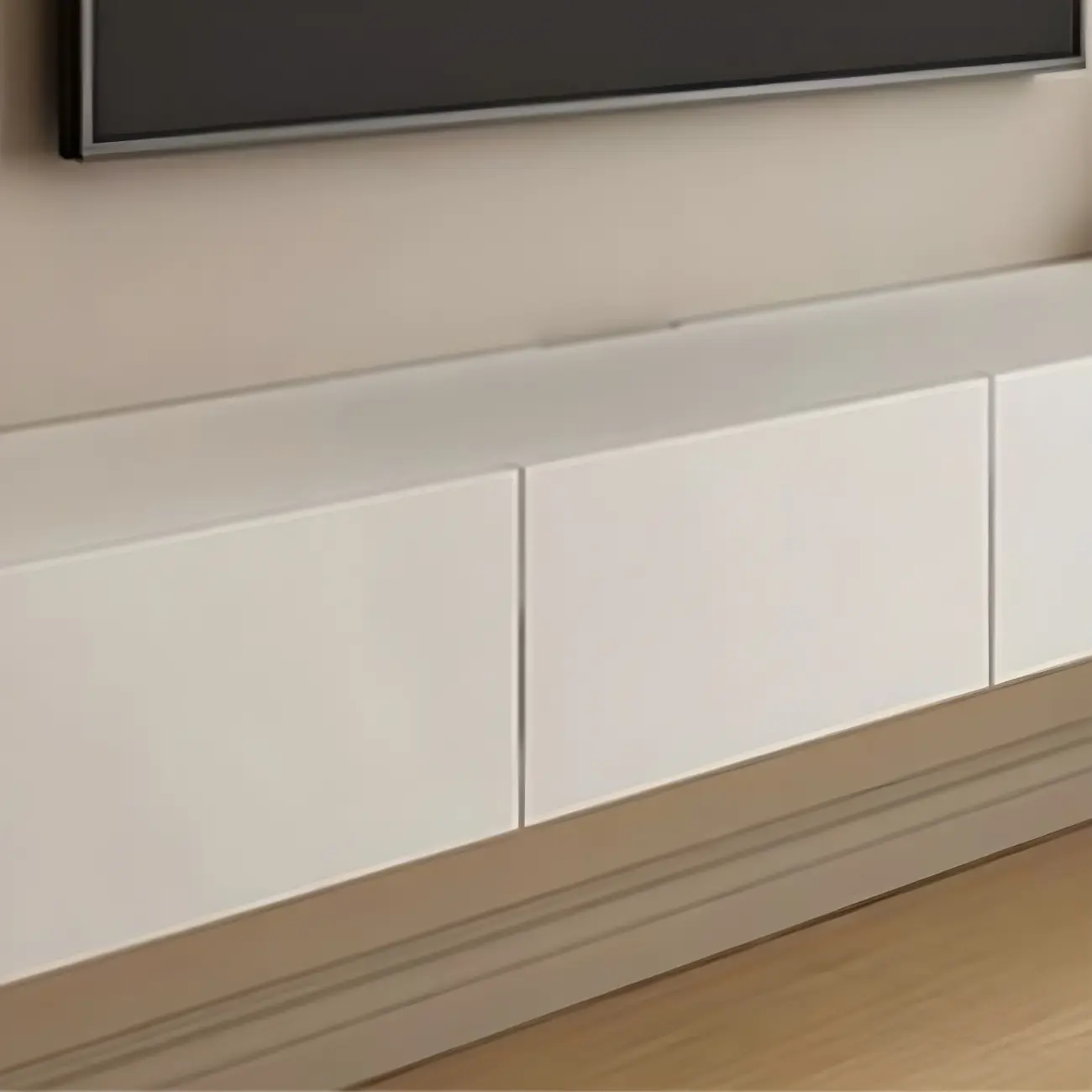 Modern Wooden Wall-Mounted TV Stand in White