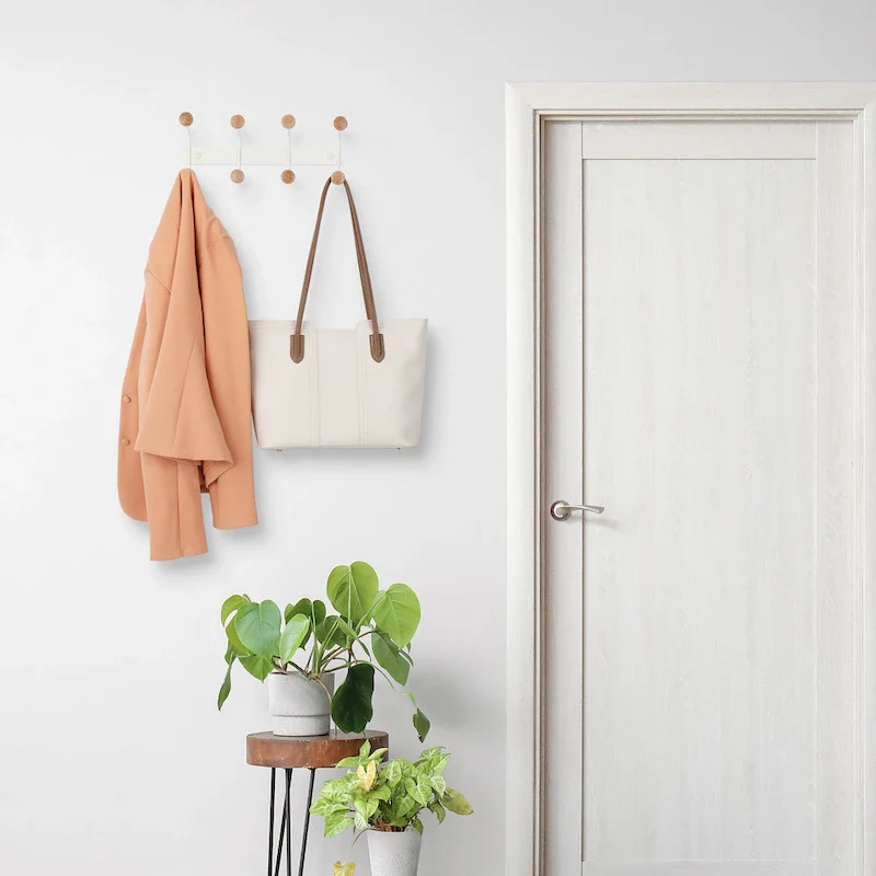 1 Pcs Coat Rack Wall Mount, Metal Wood Coat Hook, Hat Rack, Wall Hooks