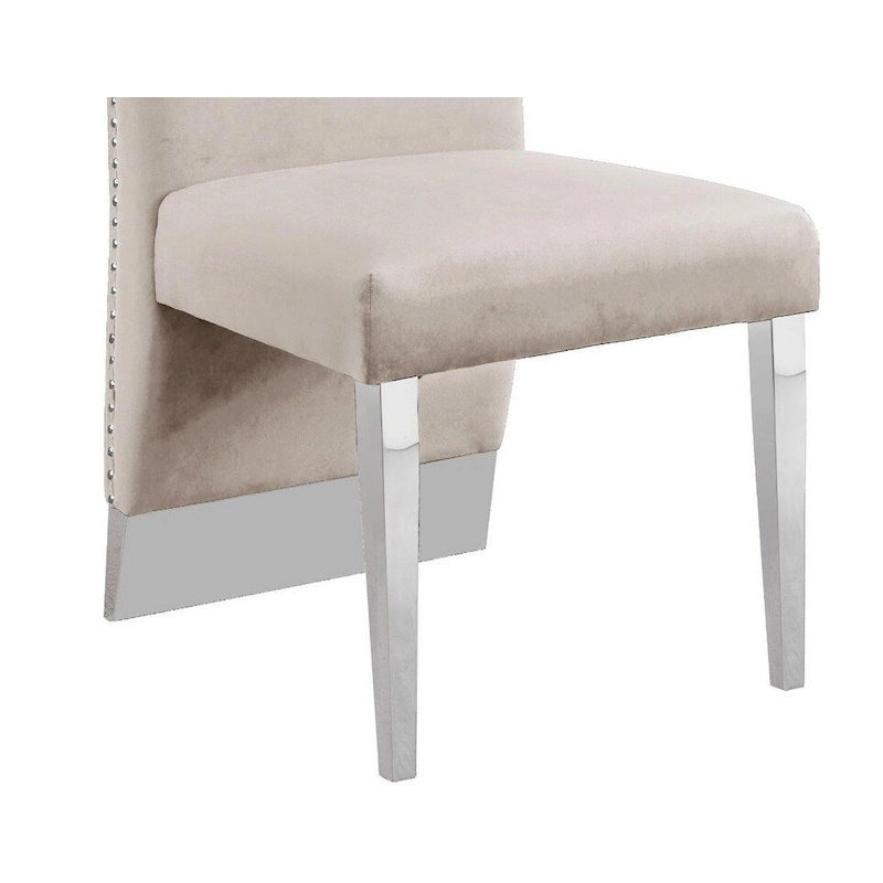 Best Quality Furniture Dining Chair includes Pleated Back, Nailhead-Trimmed, Chrome-Legged Chair (Set of 2)