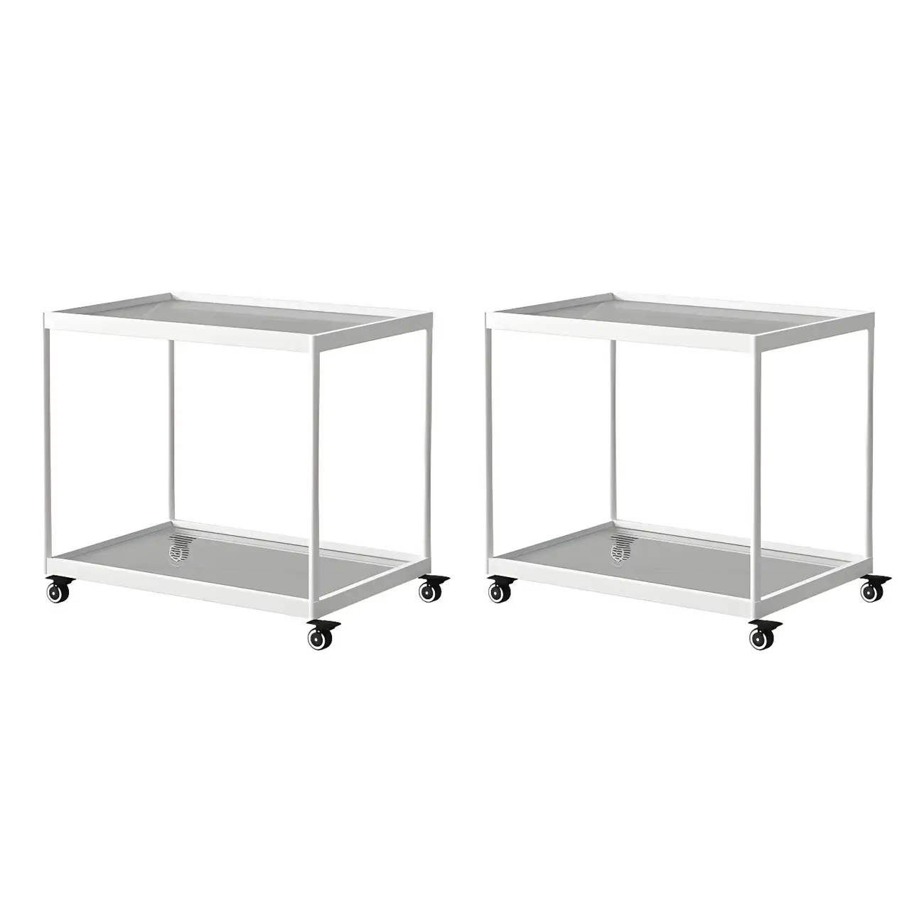 Gold Glass Rectangular Top Shelf Side Table on Wheels