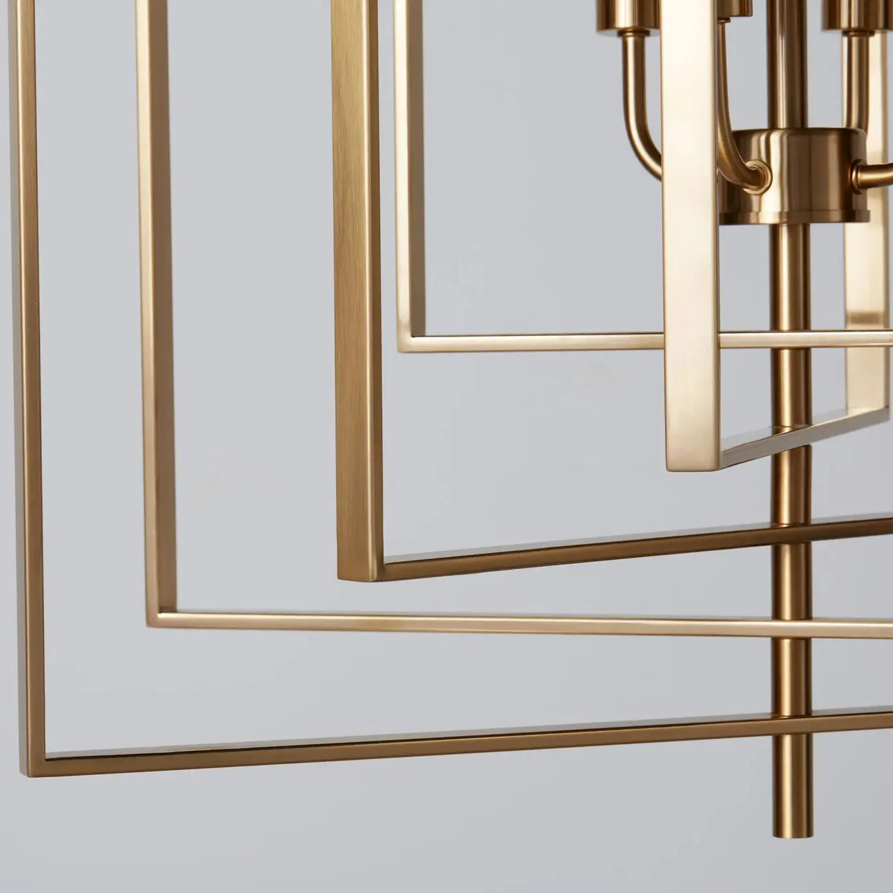 Modern Gold Rectangular Metal Cage Chandelier