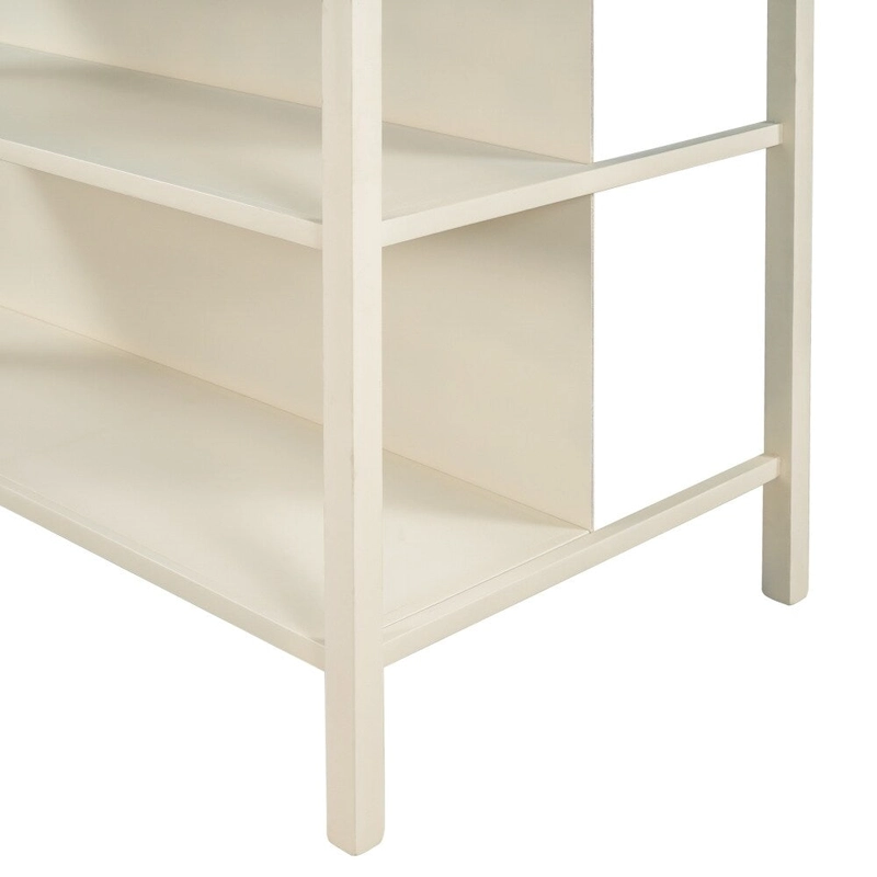 Solid Wood 45 Stationary Kitchen Island with Prep Table and Shelves