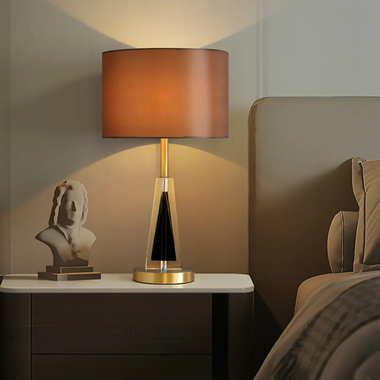Modern Barrel Shade Gold Metal Table Lamp