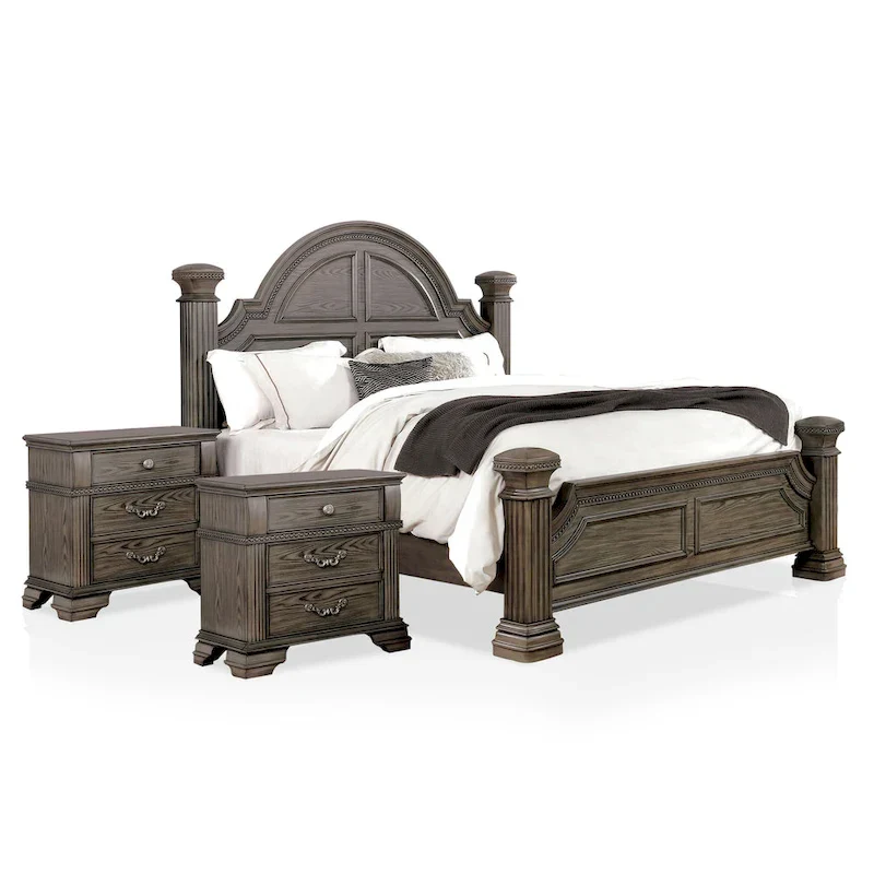 Stroh Traditional Wood 3-piece Poster Bedroom Set with USB by Furniture of America