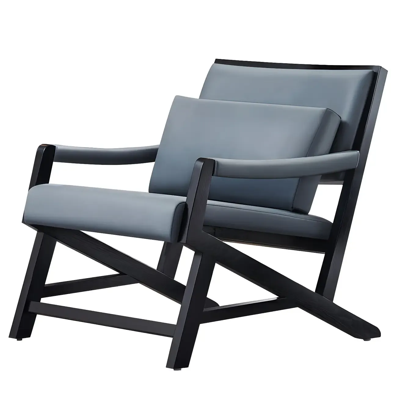 Modern Faux Leather Lounge Chair with Pillow Back