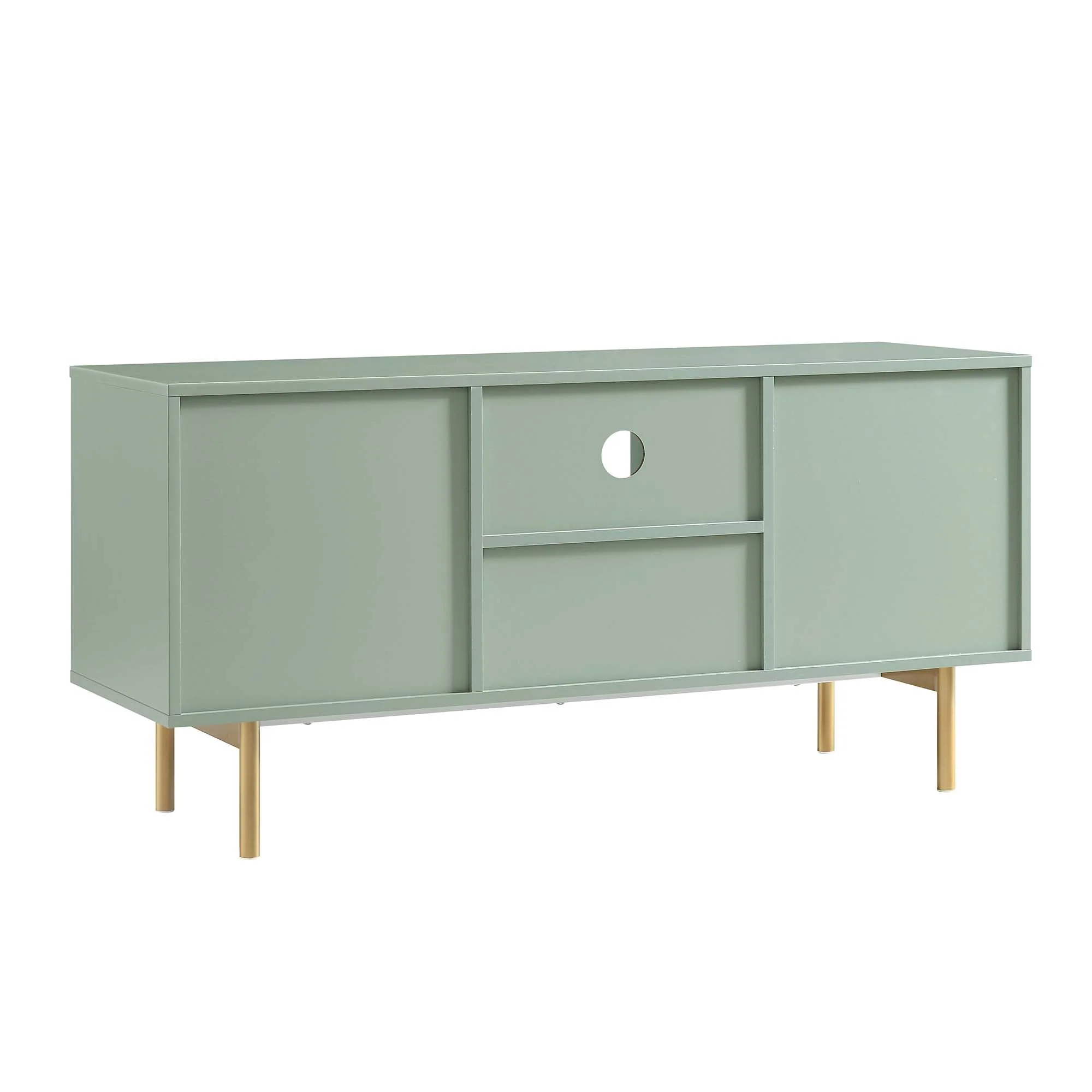 Ridged TV Media Unit, Matte Sage Green
