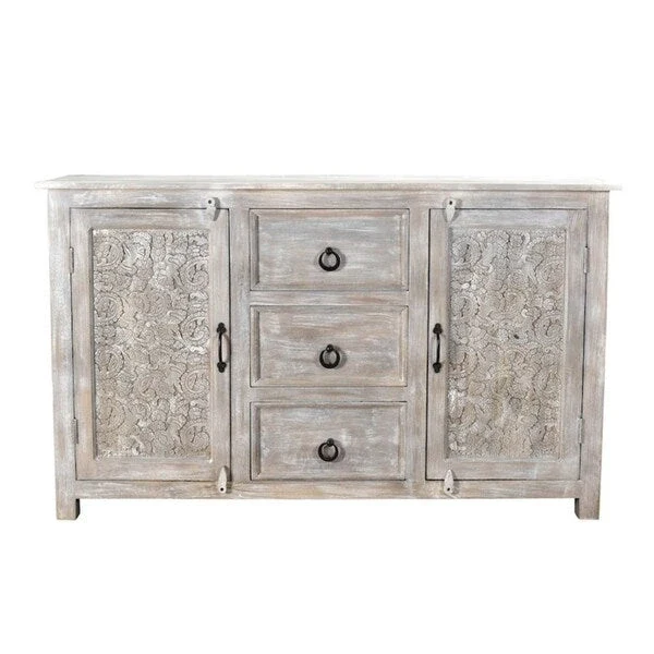 Handmade Antique Finish 2-door Sideboard Cabinet (India)