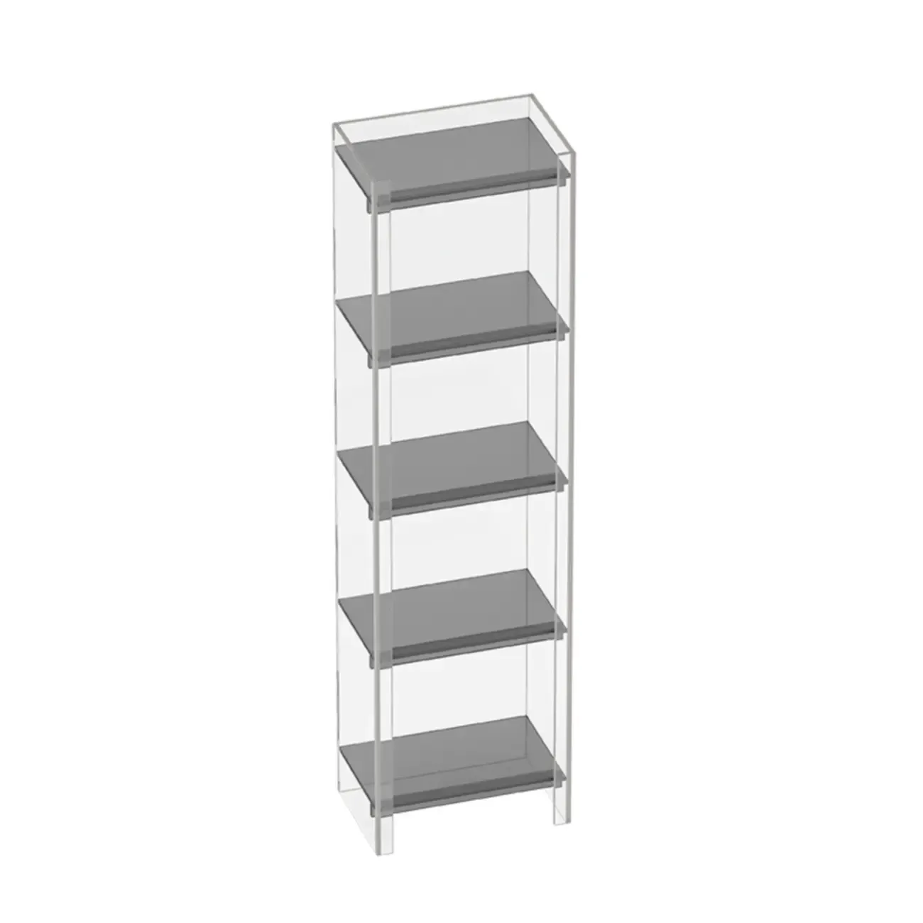 Minimalism Clear Acrylic 4-Tier Vertical Narrow Bookcase