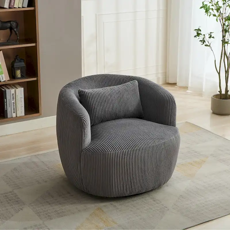 360 Swivel Barrel Chair with Corduroy Fabric