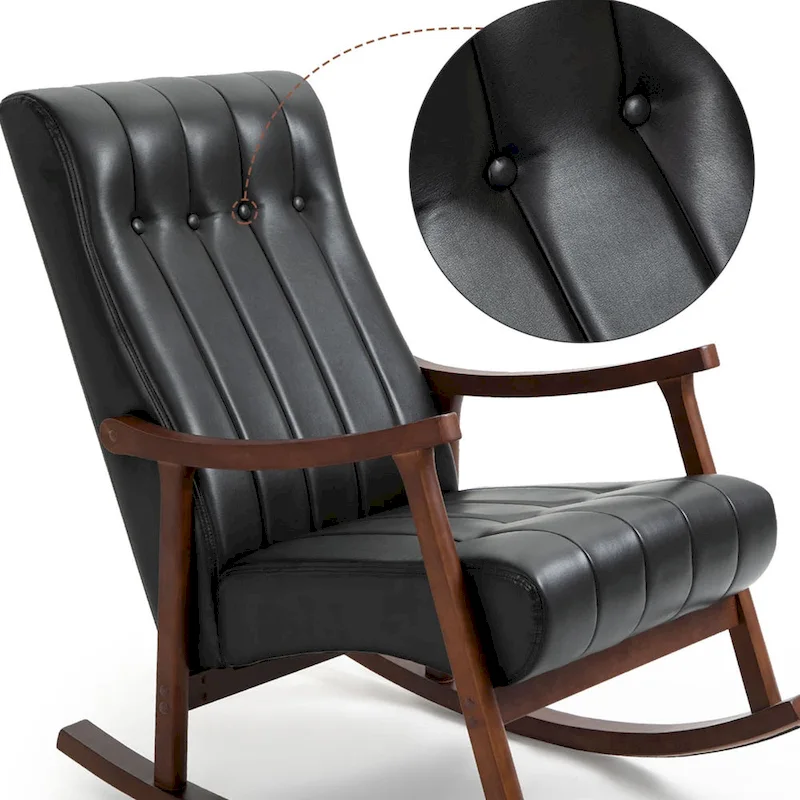Upholstered Rocking Chair ModernHighBackArmchair