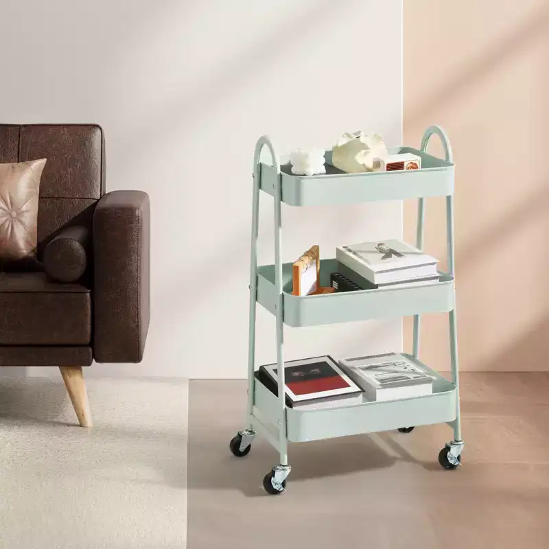 JIONJOY 3 Tier Utility Rolling Cart, Premium Metal Mobile Storage Cart with Lockable Wheels, Ultimate Organizer for Every Room in the House