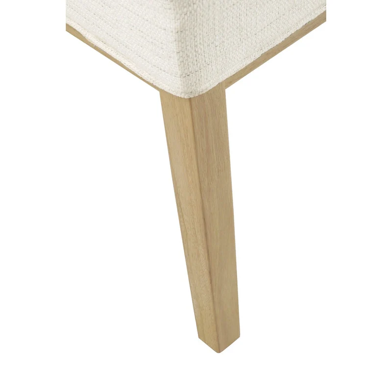 Modern Dining Chair White Woven Fabric Natural Wood Legs 19W x 23.5D x 33H Stain-Resistant Medium Firm Cushion Kitchen Seating Single Pack