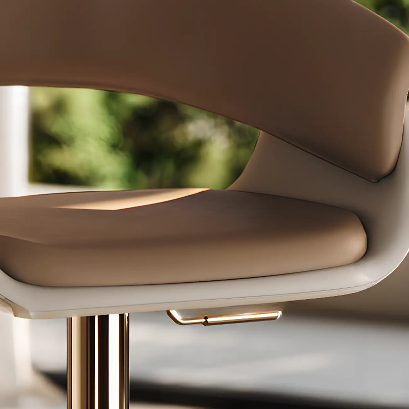 Brown Swivel Genuine Leather Counter Stools with Backs