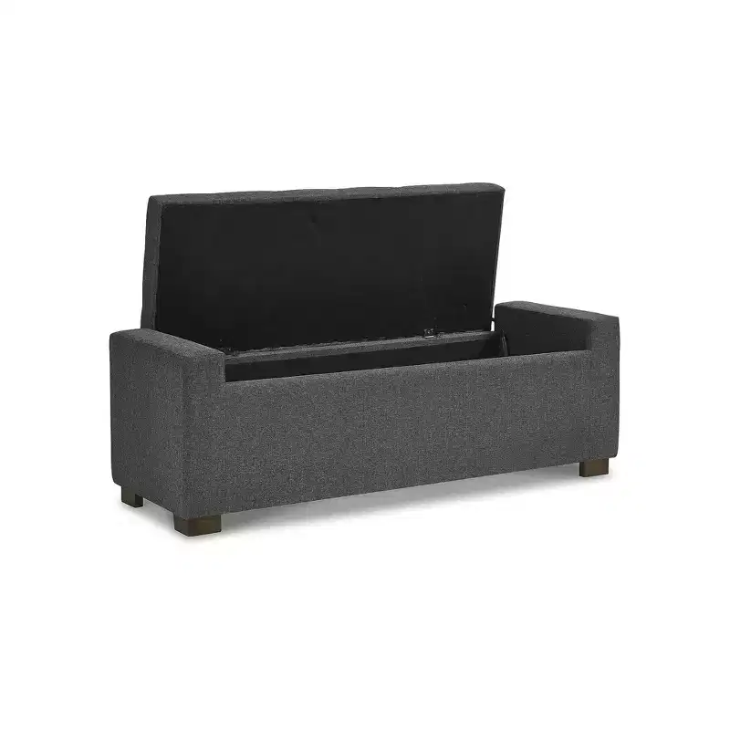 Signature Design by Ashley Cortwell Storage Bench - Gray Polyester Upholstered with Tufted Cushion