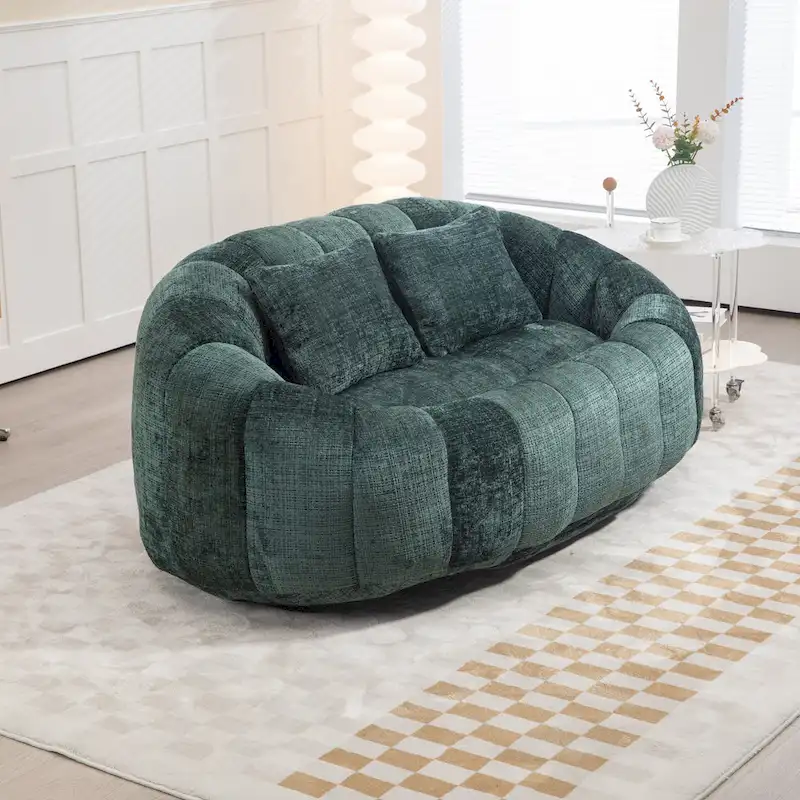 Emerald Modern 59 Chenille Loveseat Chaise Lounge Chair